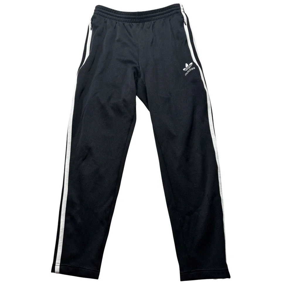 Adidas Originals Mens Black White Three Stripe Trefoil Track Pants Medium #883